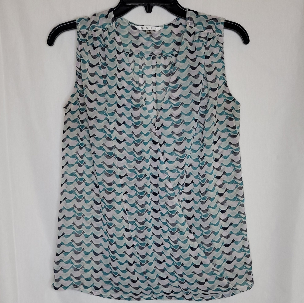 Cabi Sheer Wrap Top With‎ Birds